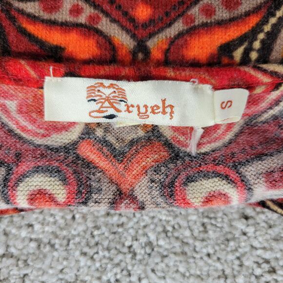 Aryeh Sweater Dress Womens Small Red Inkblot Wool Cashmere Tear Drop Cut Outs - Picture 9 of 15